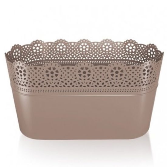 SAKSIJA ČIPKA LACE OVALNA  FI 28.5CM MOCCA
