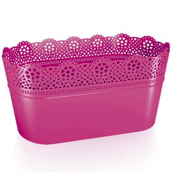 SAKSIJA ČIPKA  LACE OVALNA  FI 28.5 CIKLAMA