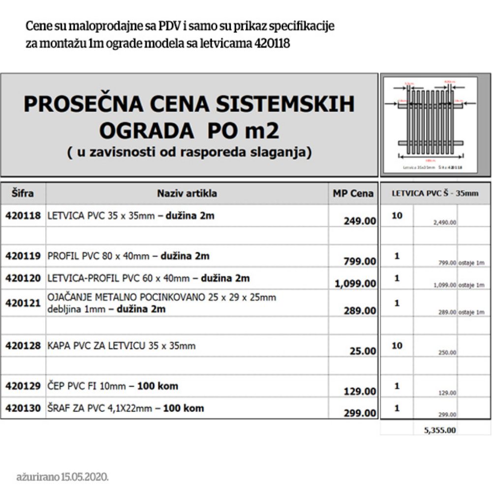 LETVICA PVC 35X35MM – DUŽINA 2M
