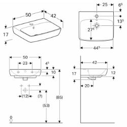 Slika LAVABO GEBERIT 500x420mm SELNOVA SQUARE