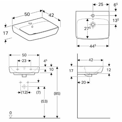 Slika LAVABO GEBERIT 500x420mm SELNOVA SQUARE