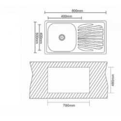 SUDOPERA ALPAKA TAMPIKO USADNA PRAVOUGAONA 50X80X16 HROM + SIFON 3