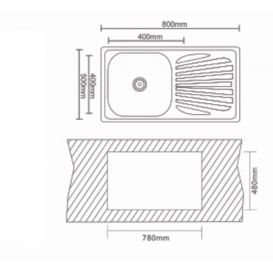 SUDOPERA ALPAKA TAMPIKO USADNA PRAVOUGAONA 50X80X16 HROM + SIFON 3