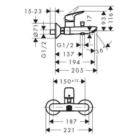 BATERIJA ZA KADU LOGIS  HANSGROHE