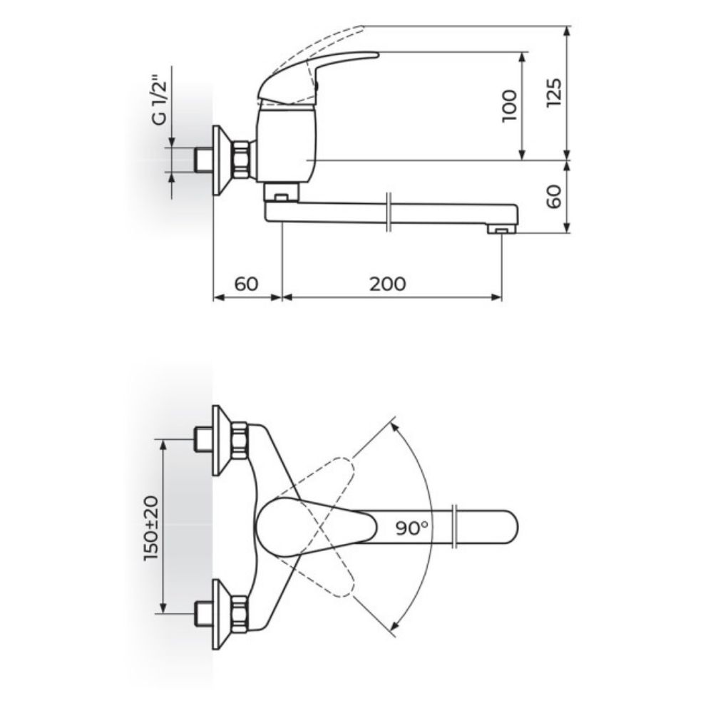 BATERIJA JD KING ZIDNA IZLIV 200mm ROSAN