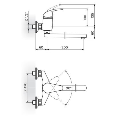 BATERIJA JD KING ZIDNA IZLIV 200mm ROSAN