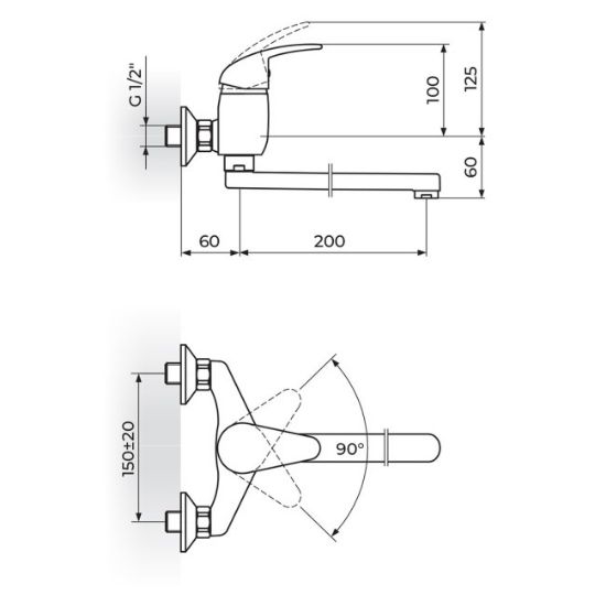 BATERIJA JD KING ZIDNA IZLIV 200mm ROSAN