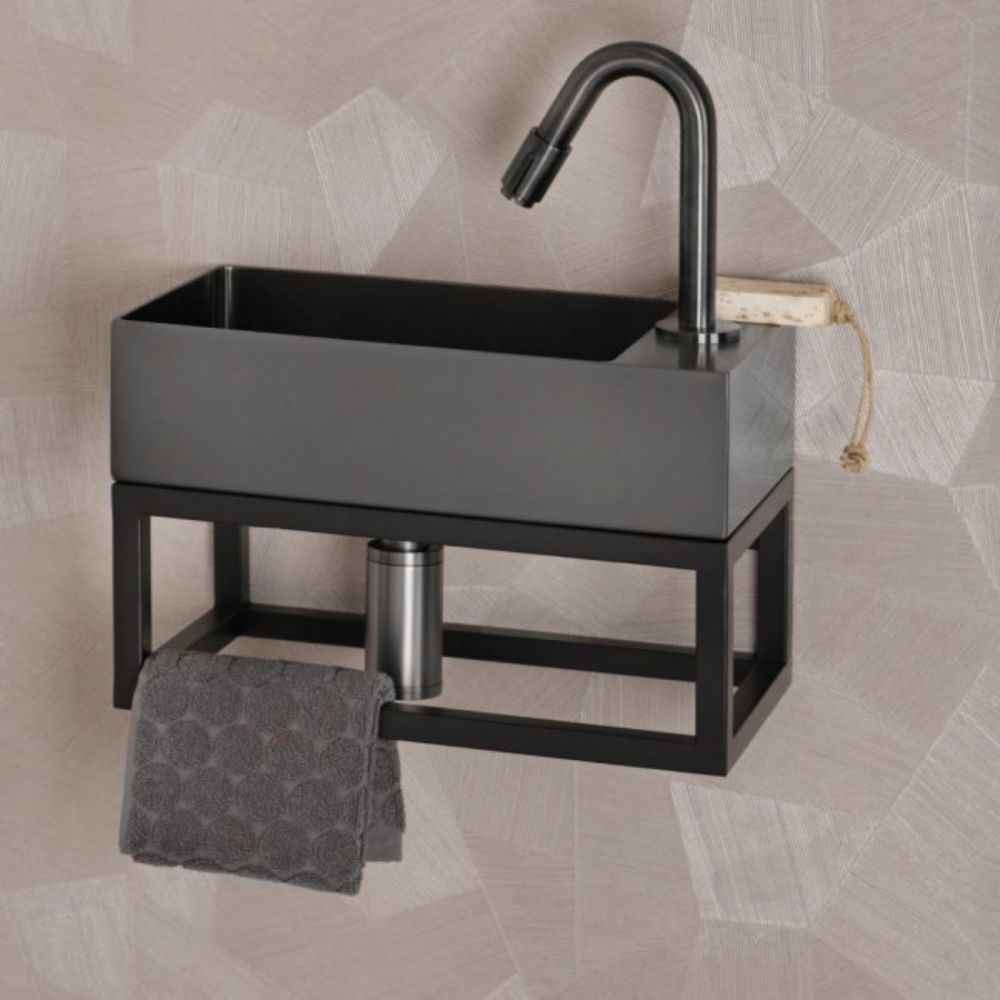 NOSAČ ZA LAVABO SA DRŽAČEM ZA PEŠKIR 40 × 22 × 15 cm CRNI