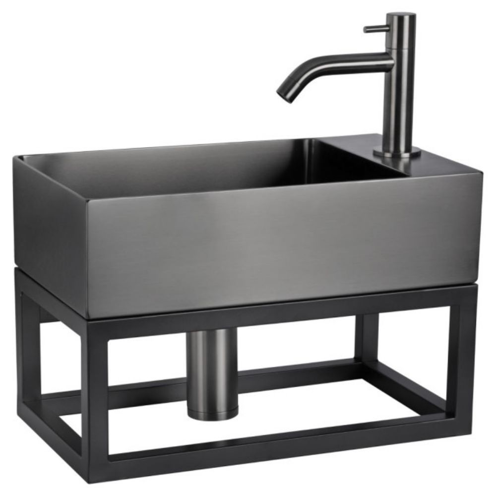 NOSAČ ZA LAVABO SA DRŽAČEM ZA PEŠKIR 40 × 22 × 15 cm CRNI