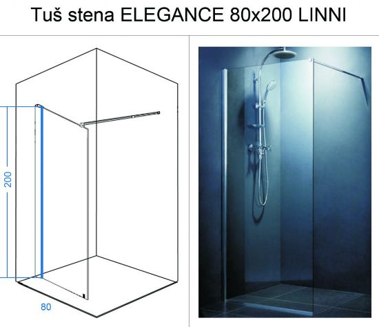TUŠ STENA ELEGANCE 80X200 LINNI