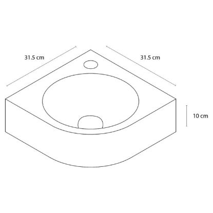 Slika LAVABO KERAMIČKI UGAONI CLEO 31.5×31.5×10 cm TAMNO SIVI KOMPAKTNI