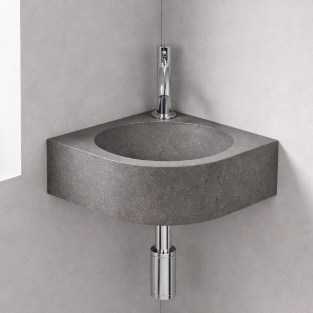 LAVABO KERAMIČKI UGAONI CLEO 31.5×31.5×10 cm TAMNO SIVI KOMPAKTNI