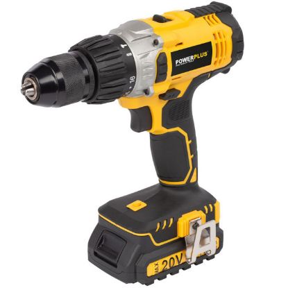 Slika BUŠILICA UDARNA AKU 20V LI-ION 2BATERIJE POWERPLUS