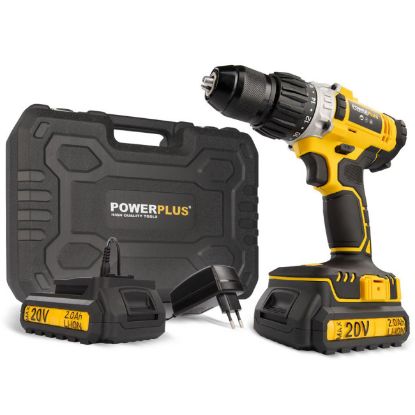 Slika BUŠILICA UDARNA AKU 20V LI-ION 2BATERIJE POWERPLUS