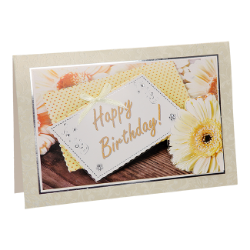 ČESTITKA HAPPY B ŽUTI CVET 3D
