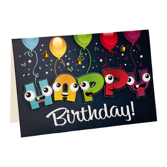 ČESTITKA HAPPY B BALONI 3D