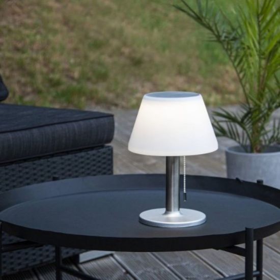 SOLARNA LED STONA LAMPA 28CM SREBRNA