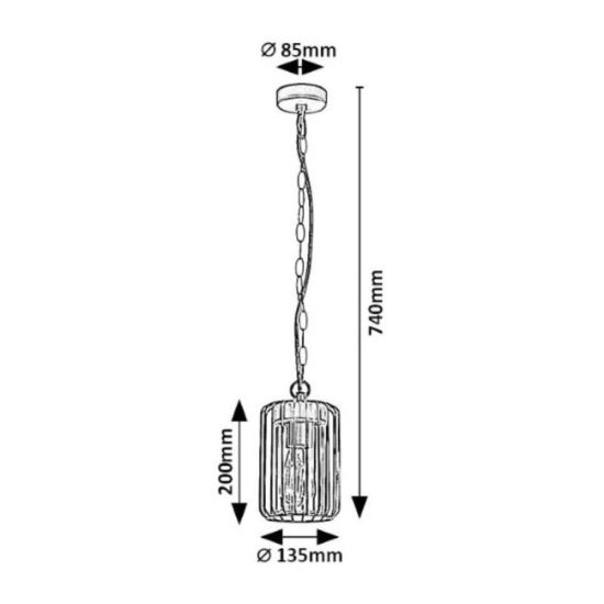 FENJER BAŠTENSKI VISEĆI H=740mm IP44 E27 TARPA RAB 77107
