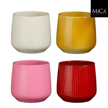 Slika SAKSIJA OKRUGLA 13.5CM X14 CM CRVENA ,PINK,OKER,PRLJAVO BELA