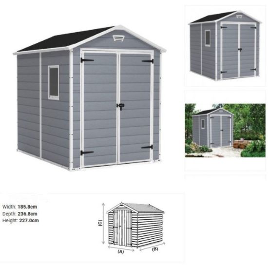 KUĆICA BASTENSKA SIVA PVC MANOR 185.8X236.8X227 CM