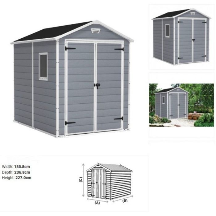KUĆICA BASTENSKA SIVA PVC MANOR 185.8X236.8X227 CM