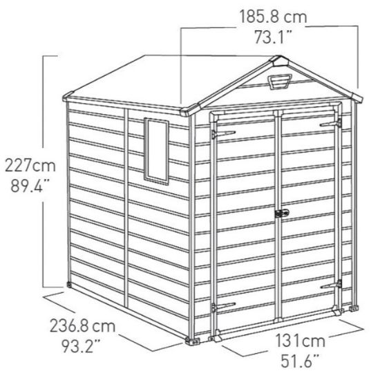 KUĆICA BASTENSKA SIVA PVC MANOR 185.8X236.8X227 CM