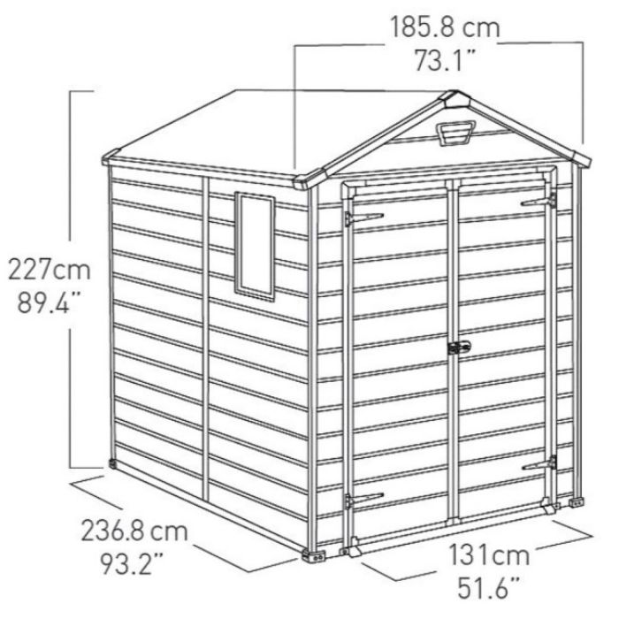 KUĆICA BASTENSKA SIVA PVC MANOR 185.8X236.8X227 CM