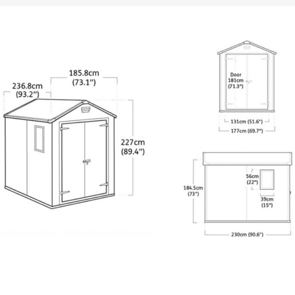 KUĆICA BASTENSKA BEŽ PVC MANOR 185.8X236.8X227 CM