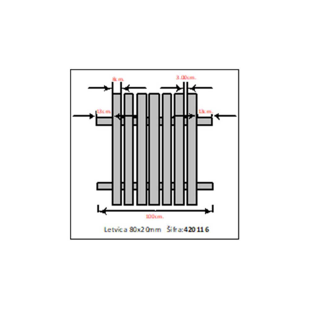 LETVICA PVC 80X20MM – DUŽINA 2M