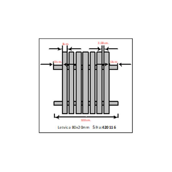 LETVICA PVC 80X20MM – DUŽINA 2M