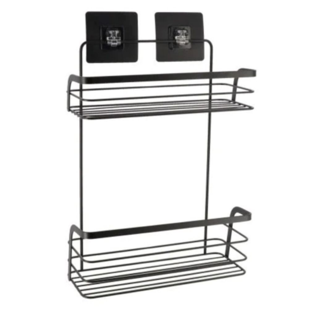 POLICA ZIDNA ŽIČANA  DVOSTRUKA SAMOLEPLJIVA 3M 26,4 X 11 X 39,5 METAL CRNA TENDANCE