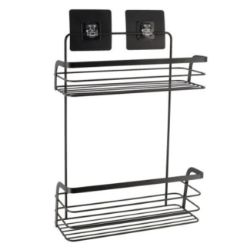 POLICA ZIDNA ŽIČANA  DVOSTRUKA SAMOLEPLJIVA 3M 26,4 X 11 X 39,5 METAL CRNA TENDANCE