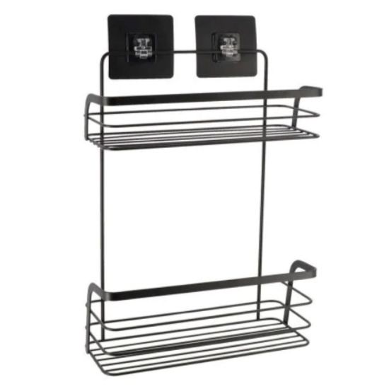 POLICA ZIDNA ŽIČANA  DVOSTRUKA SAMOLEPLJIVA 3M 26,4 X 11 X 39,5 METAL CRNA TENDANCE