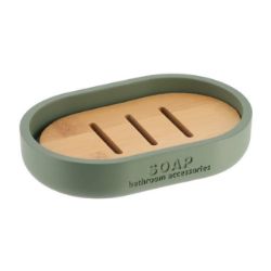 POSUDA ZA SAPUN 8,4X12,3X2,3CM POLIRESIN ZELENA/BAMBUS TENDANCE