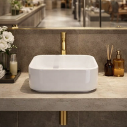 LAVABO ČETVRTASTI KERAMIČKI GUIDO 40 × 39.5 × 14 cm BELI KOMPAKTNI