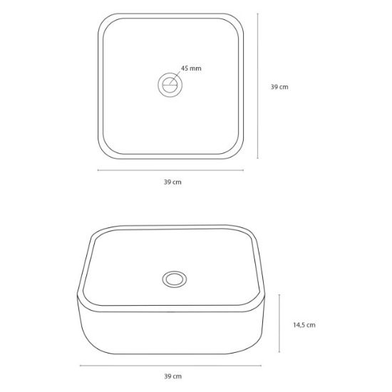 LAVABO ČETVRTASTI KERAMIČKI GUIDO 40 × 39.5 × 14 cm BELI KOMPAKTNI