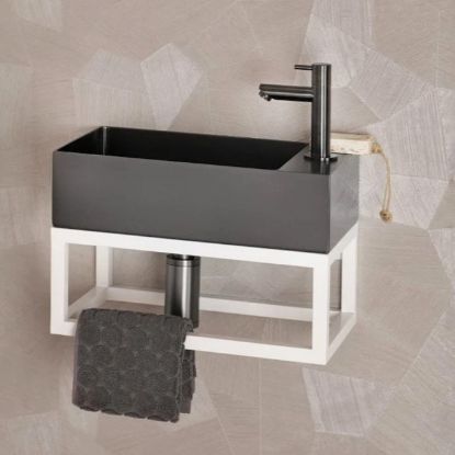 Slika NOSAČ ZA LAVABO SA DRŽAČEM ZA PEŠKIR 40 × 22 × 15 cm BELI