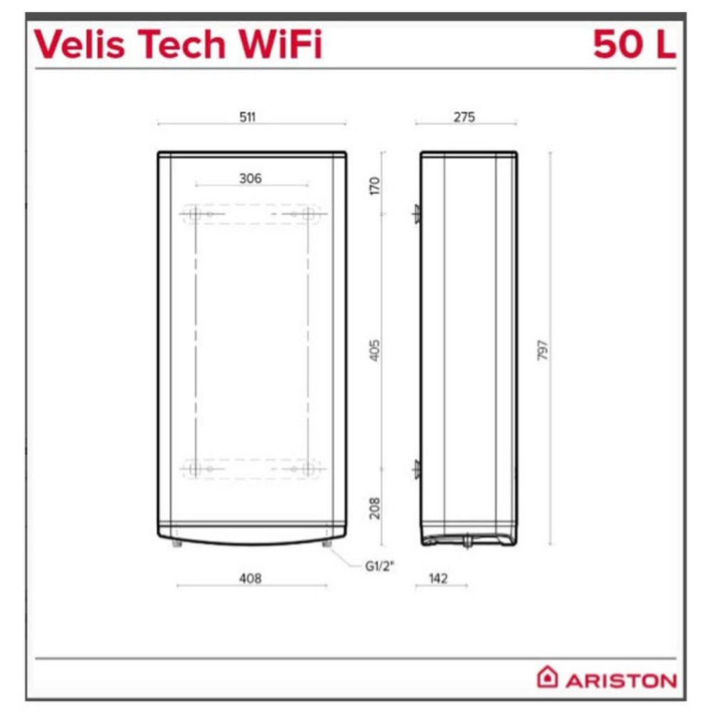 BOJLER SLIM ARISTON 50 L (VLS PRO WIFI  50 EU)