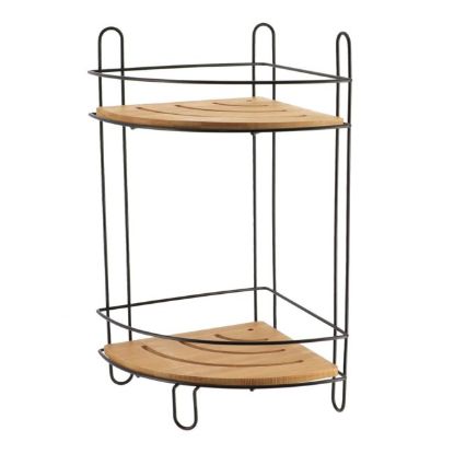 Slika POLICA UGAONA  36,5X19,5X19,5 CM MDF/BAMBUS CRNA