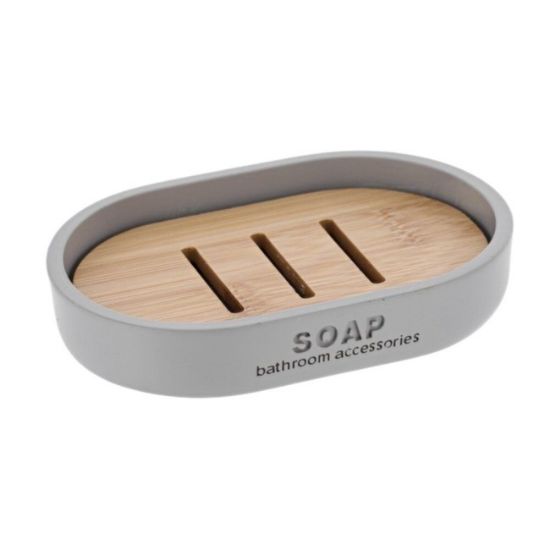 POSUDA ZA SAPUN POLIRESIN SIVA/BAMBUS TENDANCE