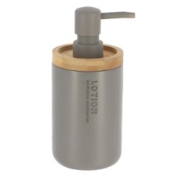 Slika DOZATOR ZA SAPUN 230ML POLIRESIN/BAMBUS SIVA TENDANCE