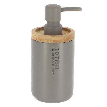 Slika DOZATOR ZA SAPUN 230ML POLIRESIN/BAMBUS SIVA TENDANCE