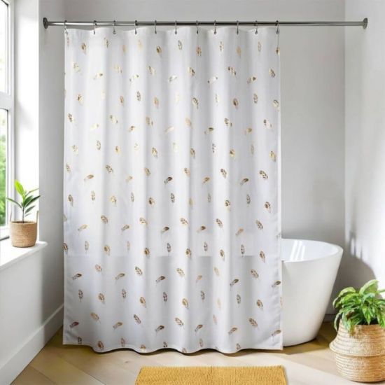 ZAVESA ZA KADU + 12 PP KUKICA BELIH  180X200 CM CHAYTON TENDANCE