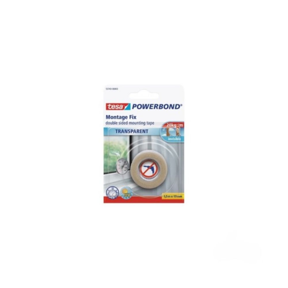 TRAKA MONTAŽNA POWERBOND PROVIDNA 1,5M 19MM TESA