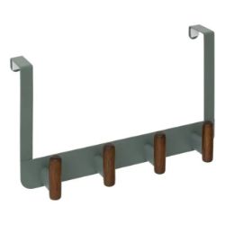 ČIVILUK ZA VRATA CASSIE SA 4 KUKE 35CM ZELENO DRVO/METAL