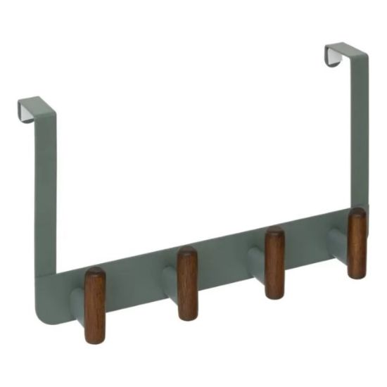 ČIVILUK ZA VRATA CASSIE SA 4 KUKE 35CM ZELENO DRVO/METAL