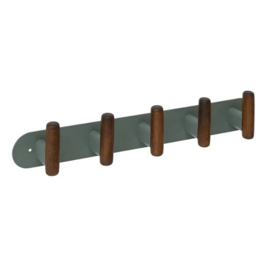 ČIVILUK CASSIE SA 5 KUKA 40CM ZELENO DRVO/METAL