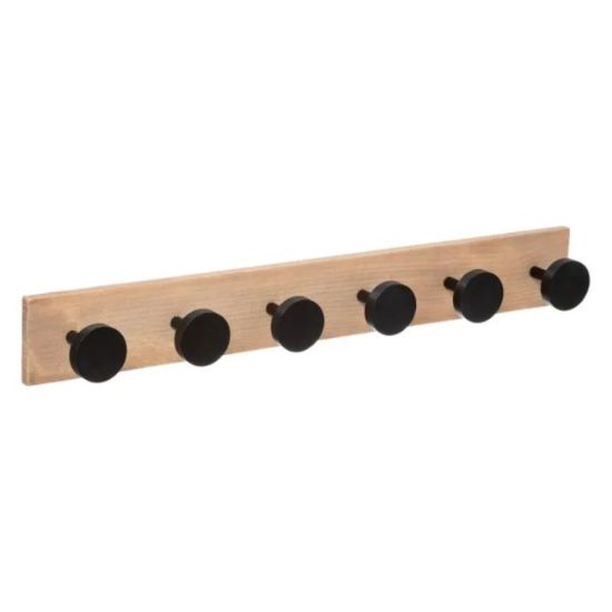 ČIVILUK ZA ODEĆU SA 6 KUKICA 58X7X8  MDF/PIN CRNA FIVE