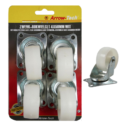 TOČKICI SET ZA NAMESTAJ  50mm  4kom.  BELI  NOSIV.PO TOČKU 25KG
