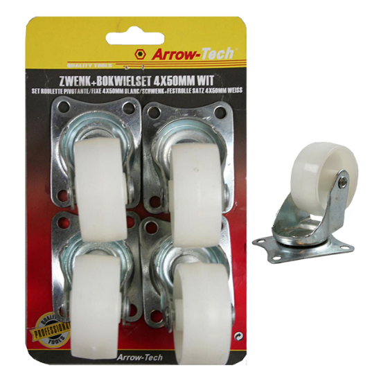 TOČKICI SET ZA NAMESTAJ  50mm  4kom.  BELI  NOSIV.PO TOČKU 25KG